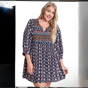 Umgee| Women’s Bohemian Style Printed Tunic Top Sz XL